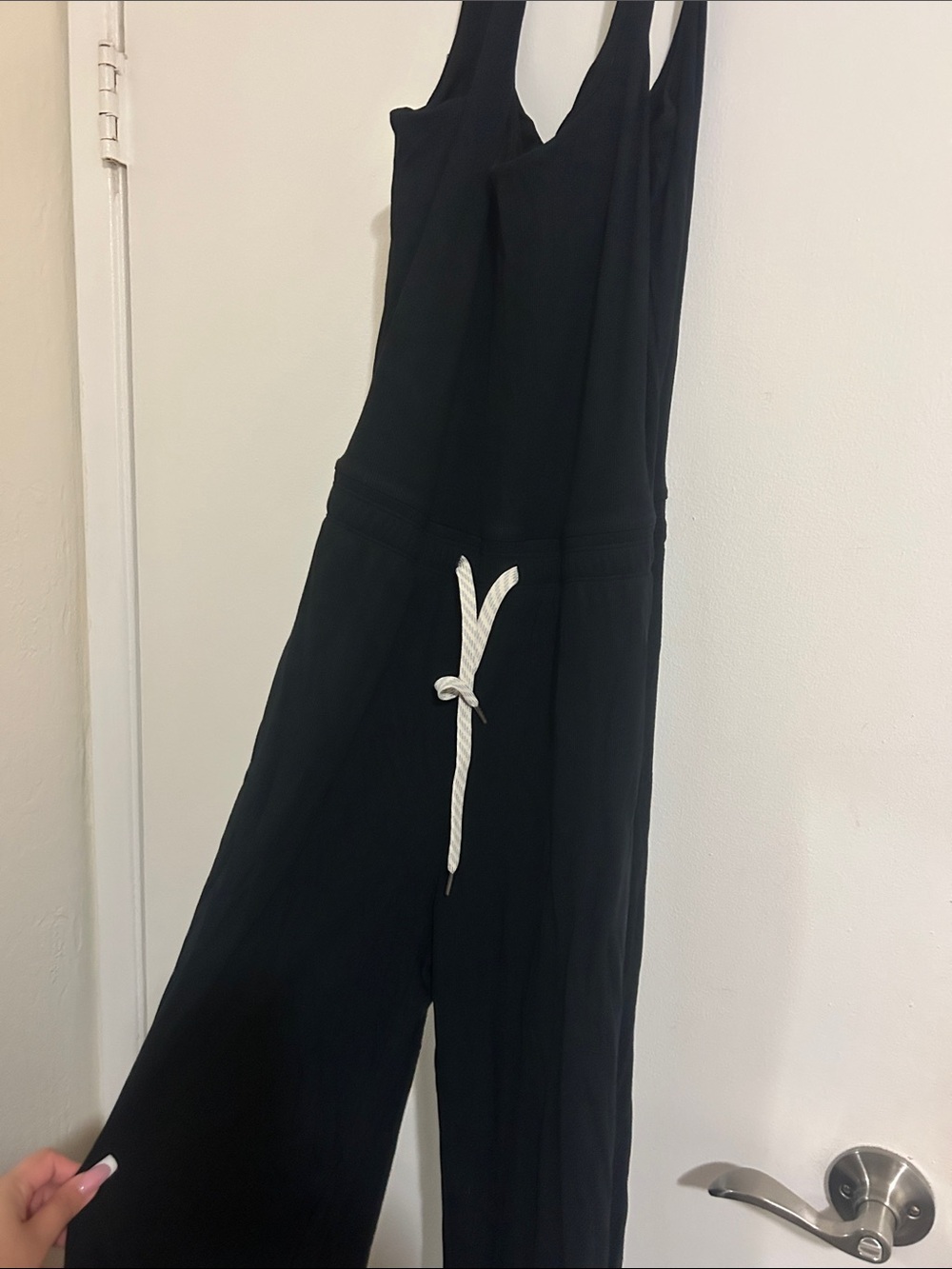 Vuori Black Sleeveless Drawstring Jumpsuit